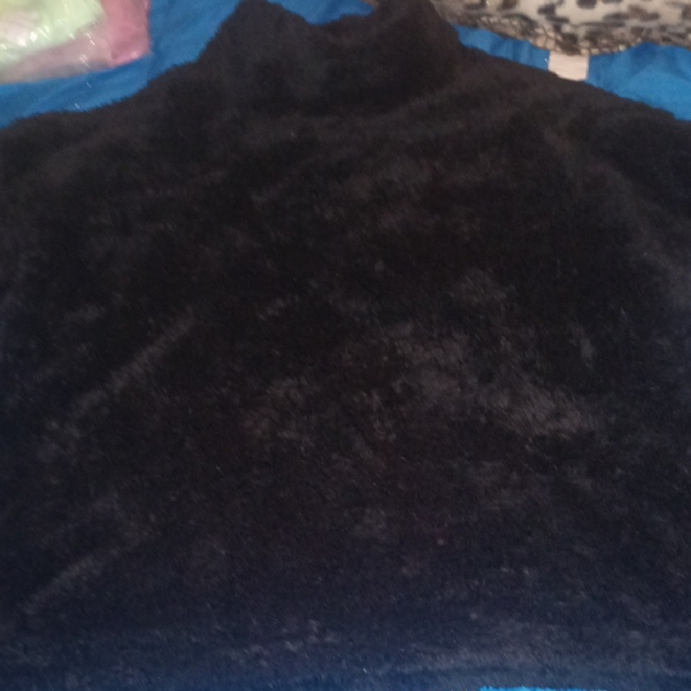 32 Degrees Black Fuzzy Turtleneck Sweater